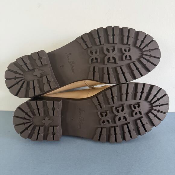 Sam Edelman Taelor Chain Lug Sole Patent Leather Wheat Platform Loafers - Picture 8 of 9